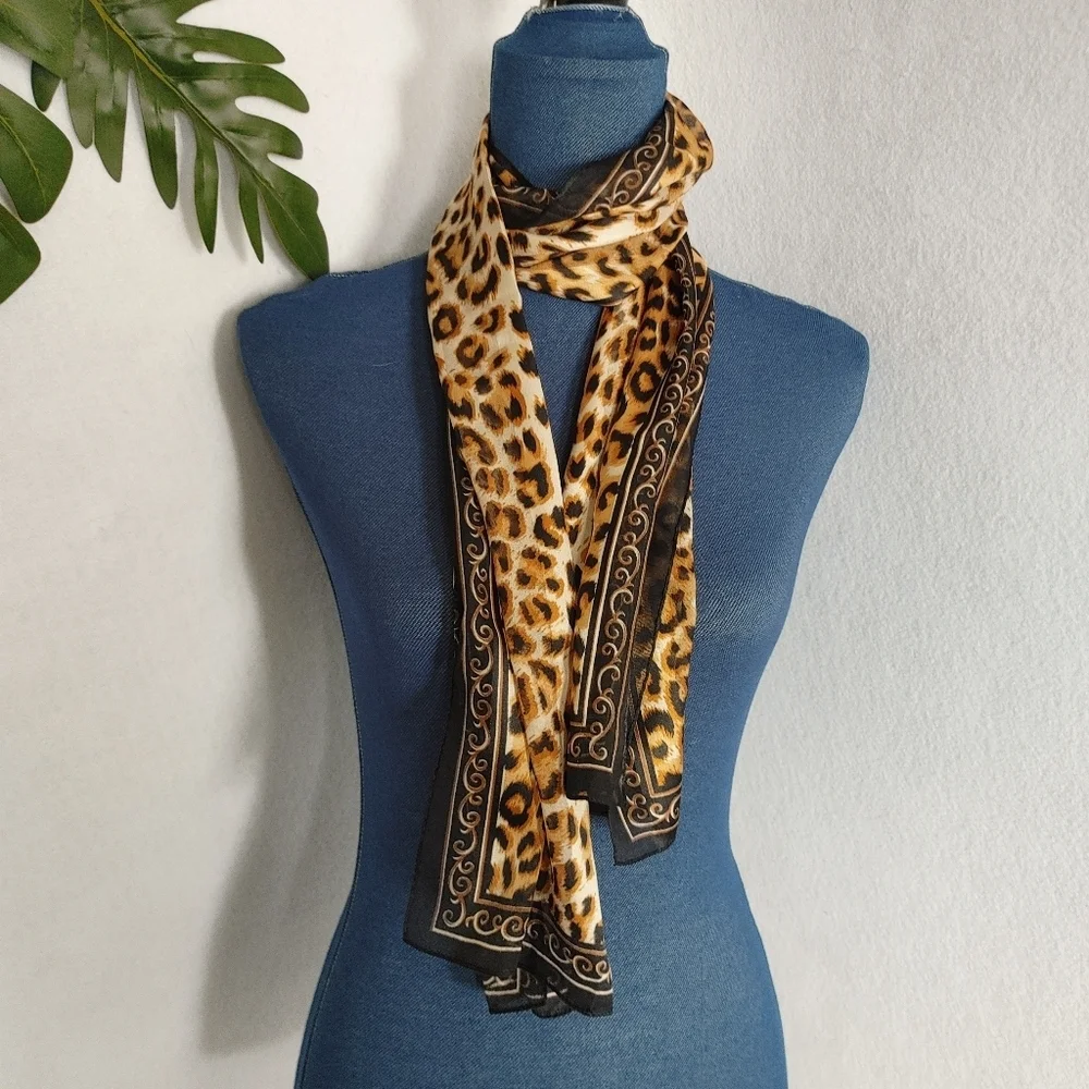 Animal Print Silk Like Scarf